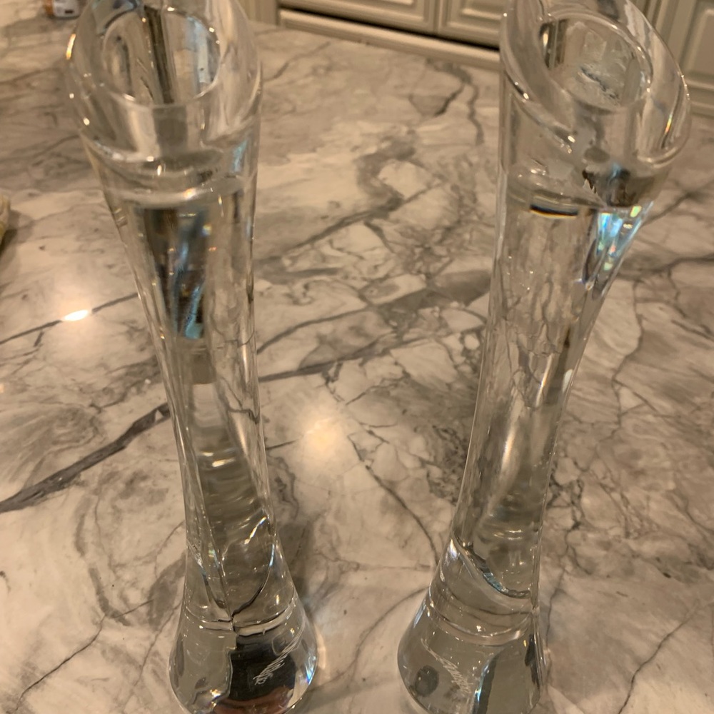 Orrefors Crystal 'Drop' Candle Holders
